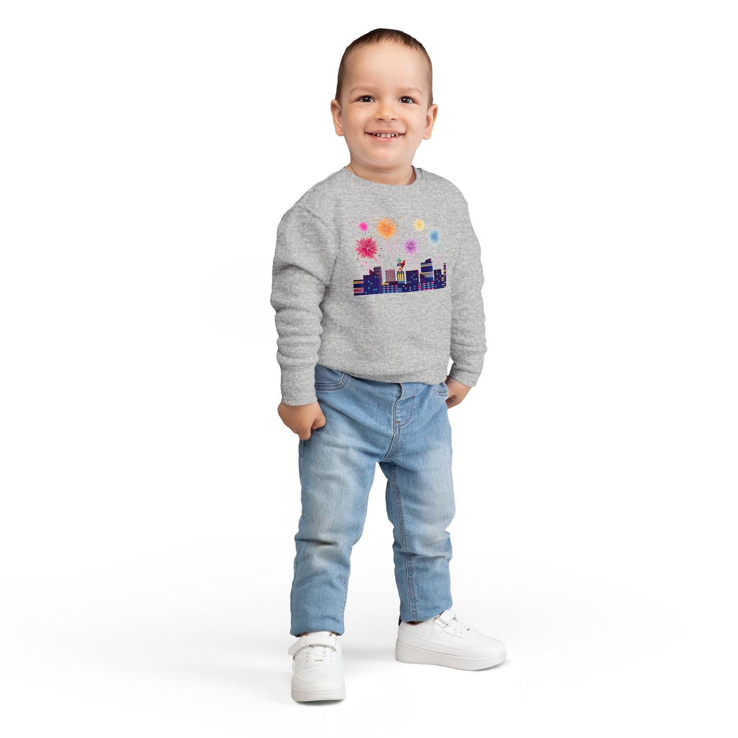 Toddler Sweatshirt - Super kiddo with fireworks - [[{"value":"Wonderwear Kid"}]]
