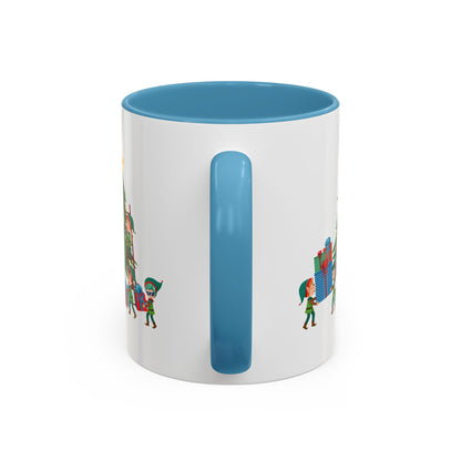 Accent Coffee Mug - Super kiddo putting gifts on christmas tree - [[{"value":"Wonderwear Kid"}]]