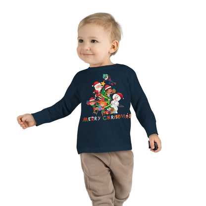 Toddler Long Sleeve Tee - Super kiddo making christmas tree with text - [[{"value":"Wonderwear Kid"}]]