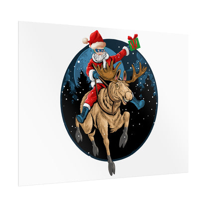 Rolled Posters - Super kiddo riding a reindeer - [[{"value":"Wonderwear Kid"}]]