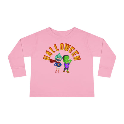 Toddler Long Sleeve Tee - Holloween with super kiddo Printify