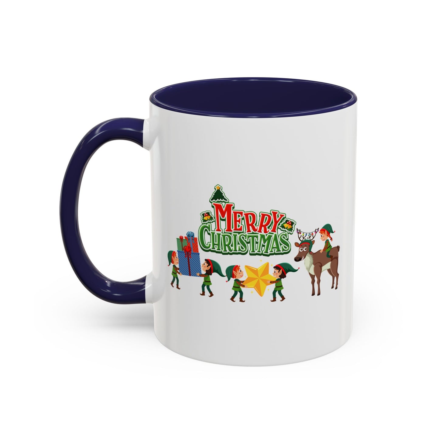 Accent Coffee Mug - Merry christmas and reindeer