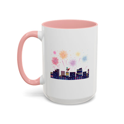 Accent Coffee Mug - Super kiddo with fireworks - [[{"value":"Wonderwear Kid"}]]