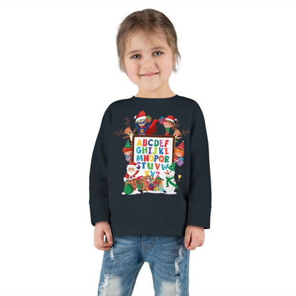 Toddler Long Sleeve Tee - Christmas alphabet with super kiddo - [[{"value":"Wonderwear Kid"}]]