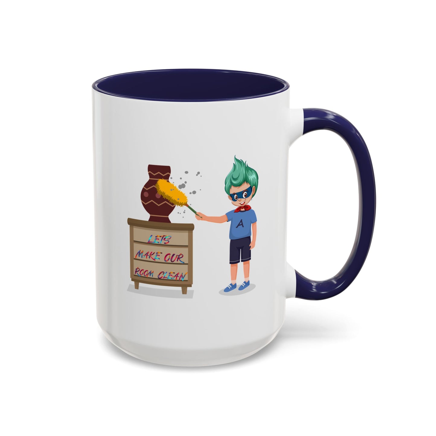 Accent Coffee Mug - Super kiddo cleaning a vase