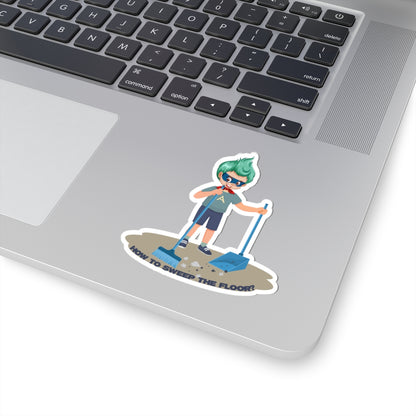 Kiss-Cut Stickers - Super kiddo sweeping floor - [[{"value":"Wonderwear Kid"}]]