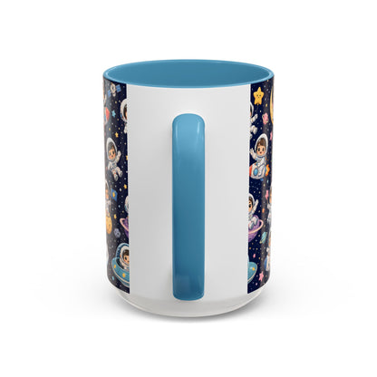 Accent Coffee Mug  (11/15 oz) - Kawaii Astronauts in a Starry Space Adventure