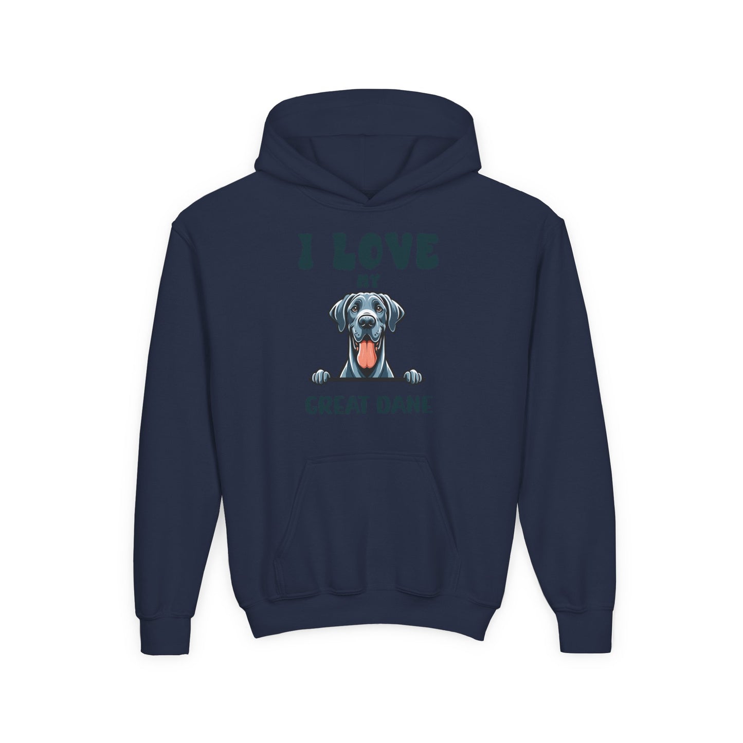 Youth Heavy Blend Hooded Sweatshirt - I love my Great Dane