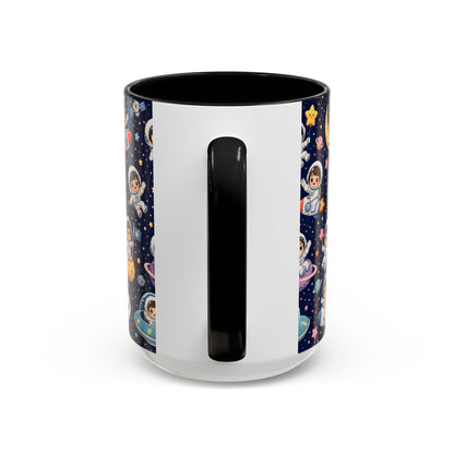 Accent Coffee Mug  (11/15 oz) - Kawaii Astronauts in a Starry Space Adventure