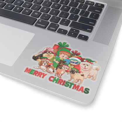Kiss-Cut Stickers - Christmas with super kiddo pet friends with text - [[{"value":"Wonderwear Kid"}]]
