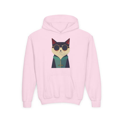 Kids Cool Cat Sunglasses Hoodie Printify