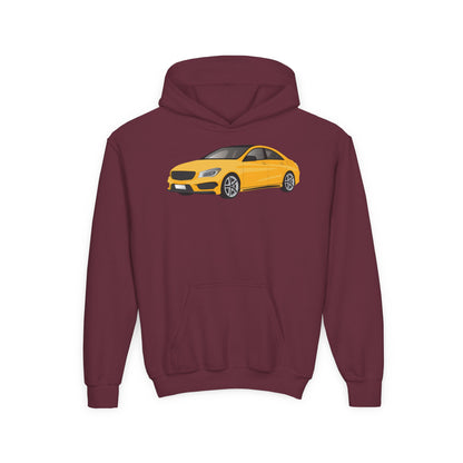 Youth Heavy Blend Hooded Sweatshirt - Yellow car Printify