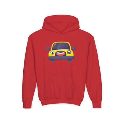 Kids Yellow Car Hoodie Printify