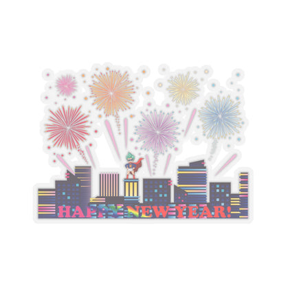 Kiss-Cut Stickers - Super kiddo with fireworks with text - [[{"value":"Wonderwear Kid"}]]
