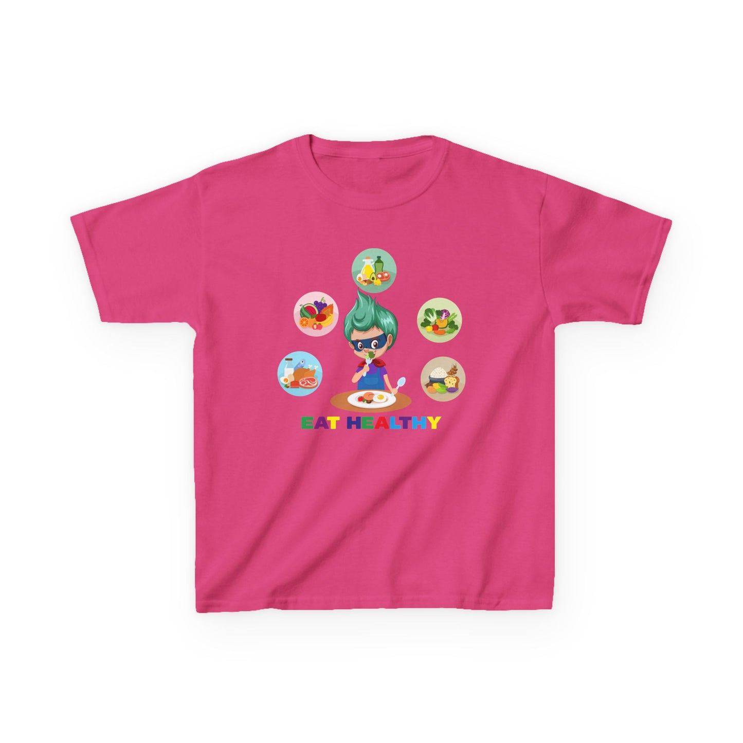 Kids Heavy Cotton™ Tee - Supper kiddo showing healthy food to eat - [[{"value":"Wonderwear Kid"}]]