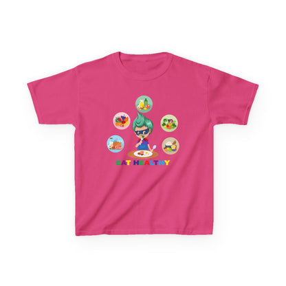 Kids Heavy Cotton™ Tee - Supper kiddo showing healthy food to eat - [[{"value":"Wonderwear Kid"}]]