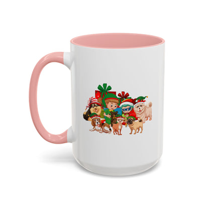Accent Coffee Mug - Christmas with super kiddo pet friends without text - [[{"value":"Wonderwear Kid"}]]