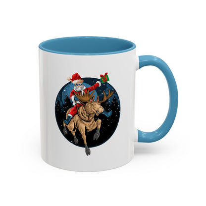 Accent Coffee Mug - Super kiddo riding a reindeer - [[{"value":"Wonderwear Kid"}]]
