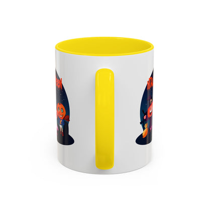 Accent Coffee Mug - Super kiddo wearing pumpkin - [[{"value":"Wonderwear Kid"}]]