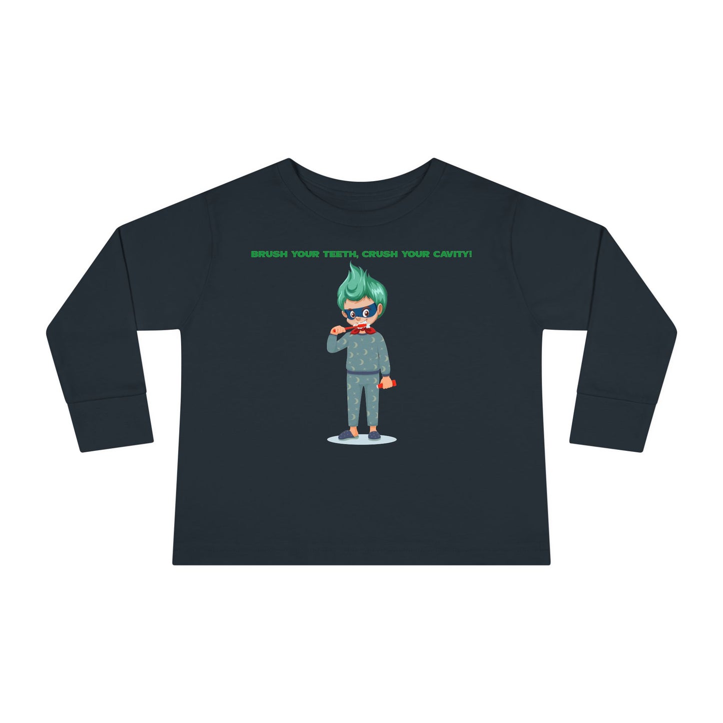 Toddler Long Sleeve Tee - Super kiddo brushing teeth - [[{"value":"Wonderwear Kid"}]]