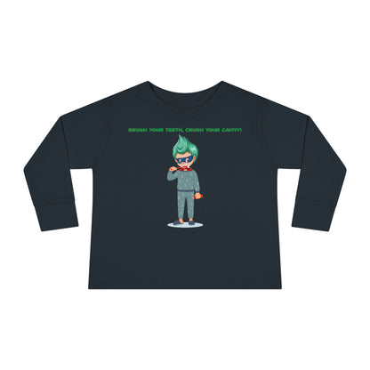 Toddler Long Sleeve Tee - Super kiddo brushing teeth - [[{"value":"Wonderwear Kid"}]]