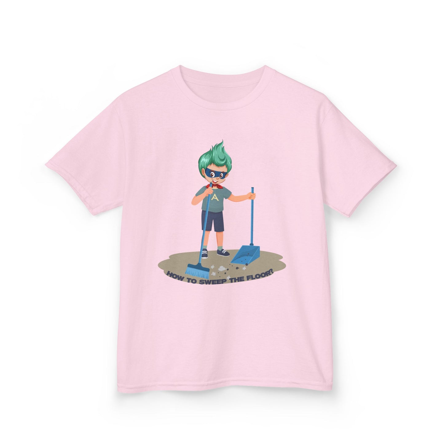 Kids Heavy Cotton™ Tee - Super kiddo sweeping floor - [[{"value":"Wonderwear Kid"}]]