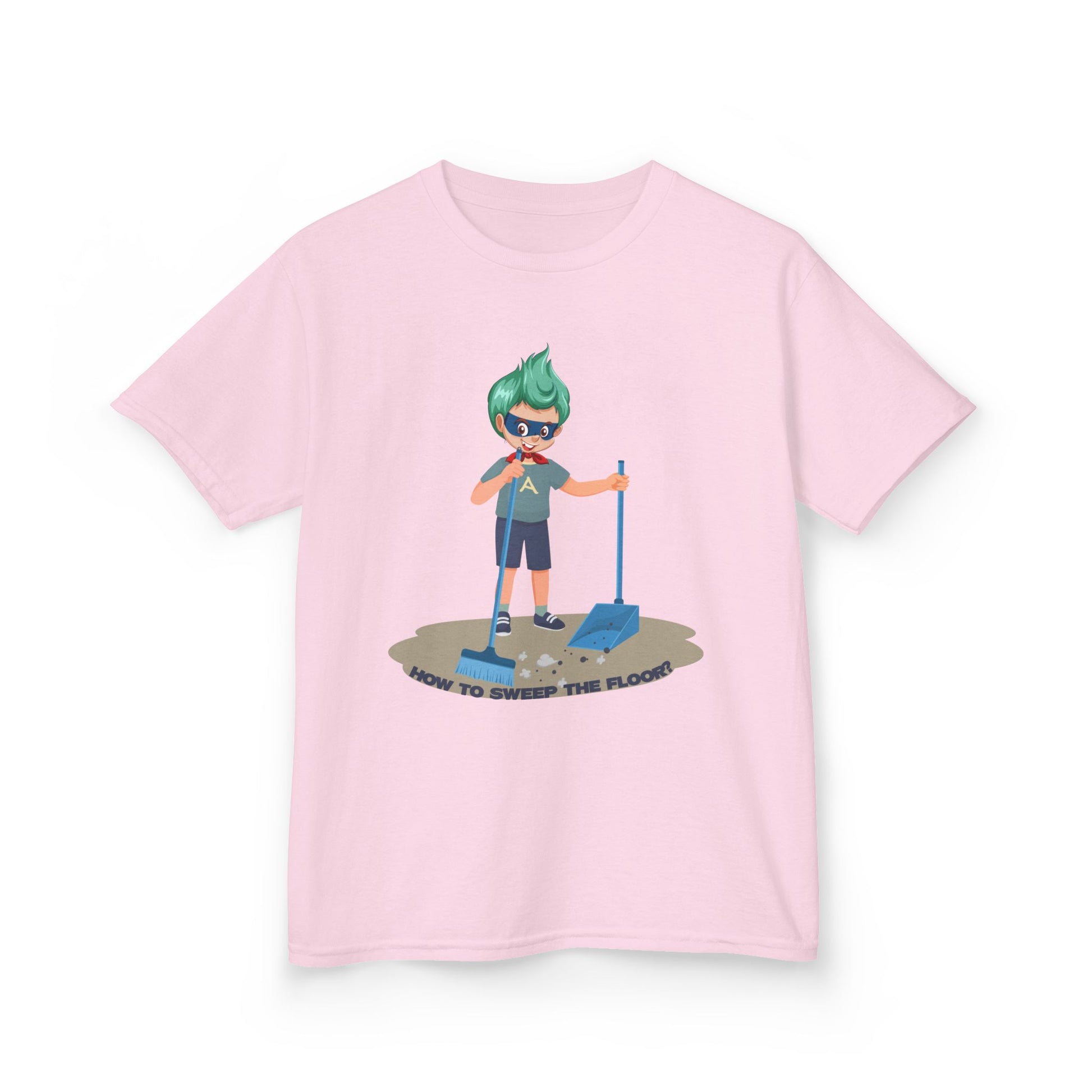 Kids Heavy Cotton™ Tee - Super kiddo sweeping floor - [[{"value":"Wonderwear Kid"}]]