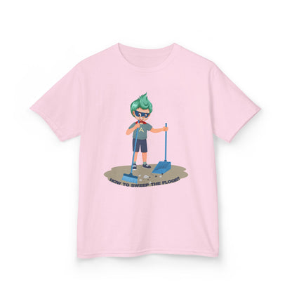 Kids Heavy Cotton™ Tee - Super kiddo sweeping floor - [[{"value":"Wonderwear Kid"}]]