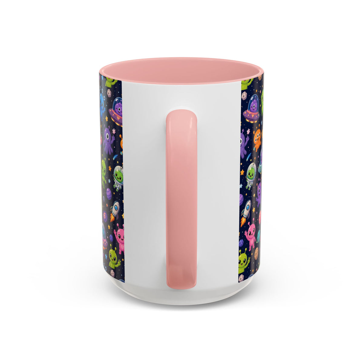 Accent Coffee Mug  (11/15 oz) - Cheerful Cartoon Alien Space