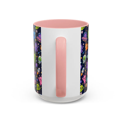Accent Coffee Mug  (11/15 oz) - Cheerful Cartoon Alien Space
