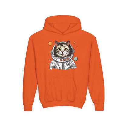 Youth Heavy Blend Hooded Sweatshirt - Astronaut cat Printify