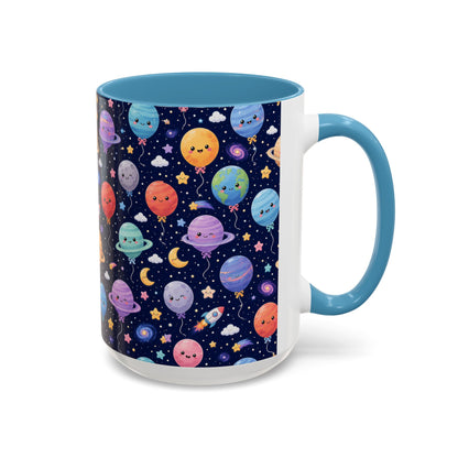 Accent Coffee Mug (11/15 oz) - Kawaii Space Balloon Planet