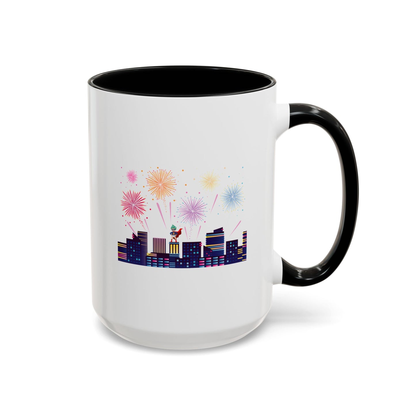 Accent Coffee Mug - Super kiddo with fireworks