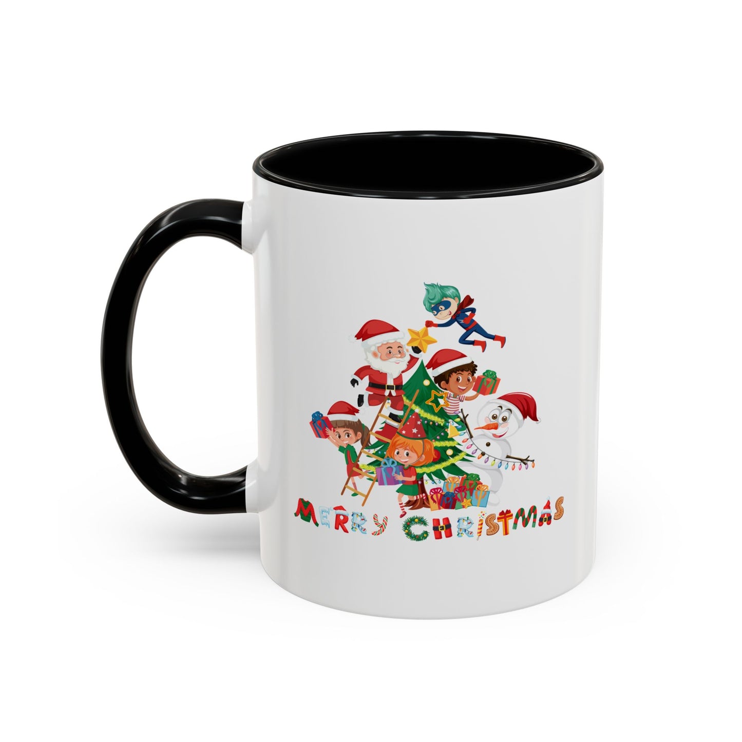 Accent Coffee Mug - Super kiddo making christmas tree with text