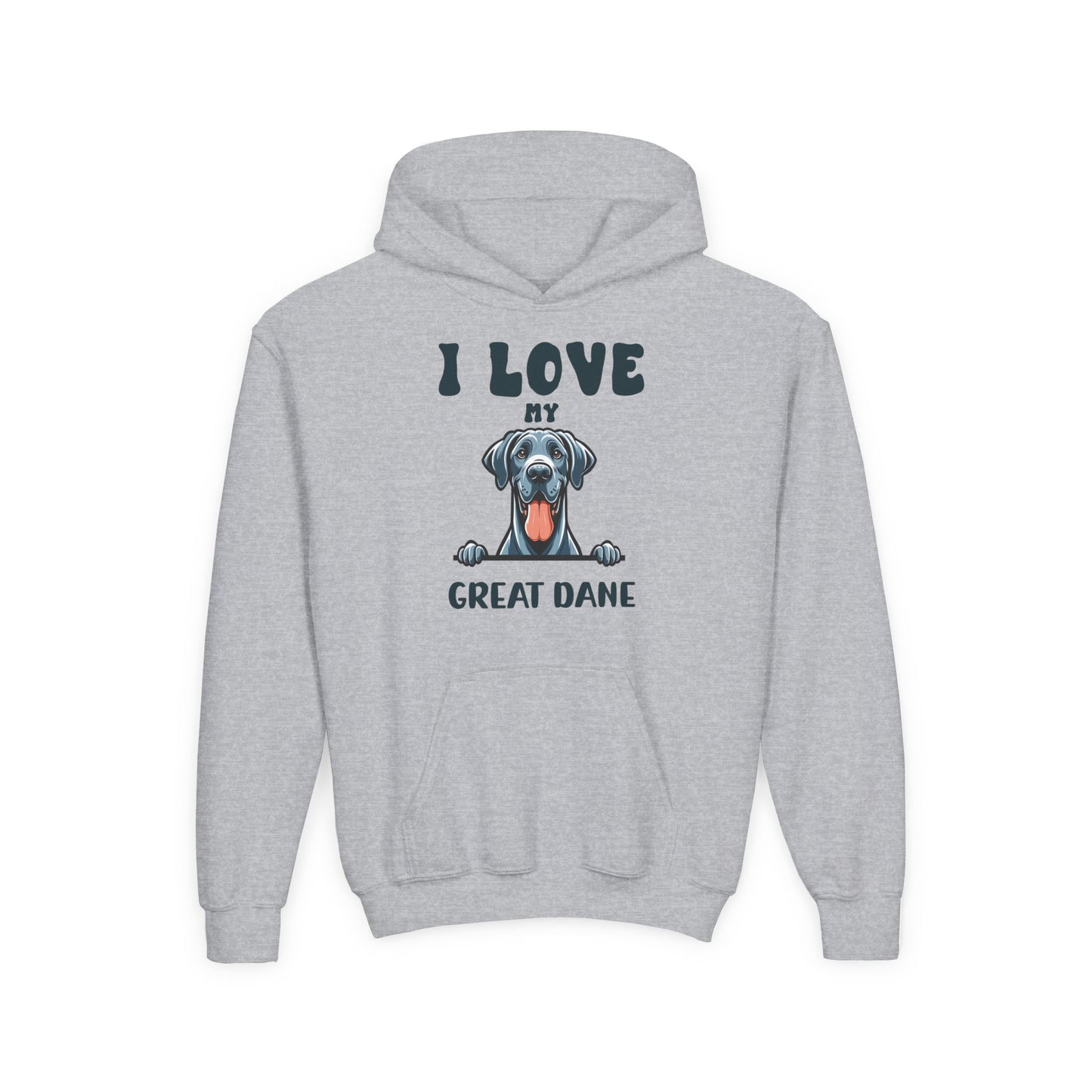 Youth Heavy Blend Hooded Sweatshirt - I love my Great Dane