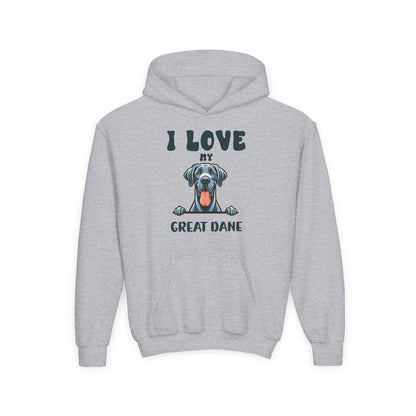 Youth Heavy Blend Hooded Sweatshirt - I love my Great Dane Printify