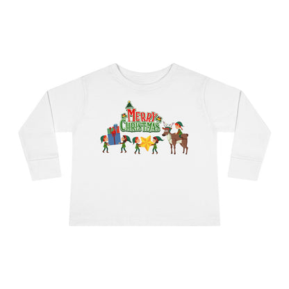Toddler Long Sleeve Tee - Merry christmas and reindeer - [[{"value":"Wonderwear Kid"}]]