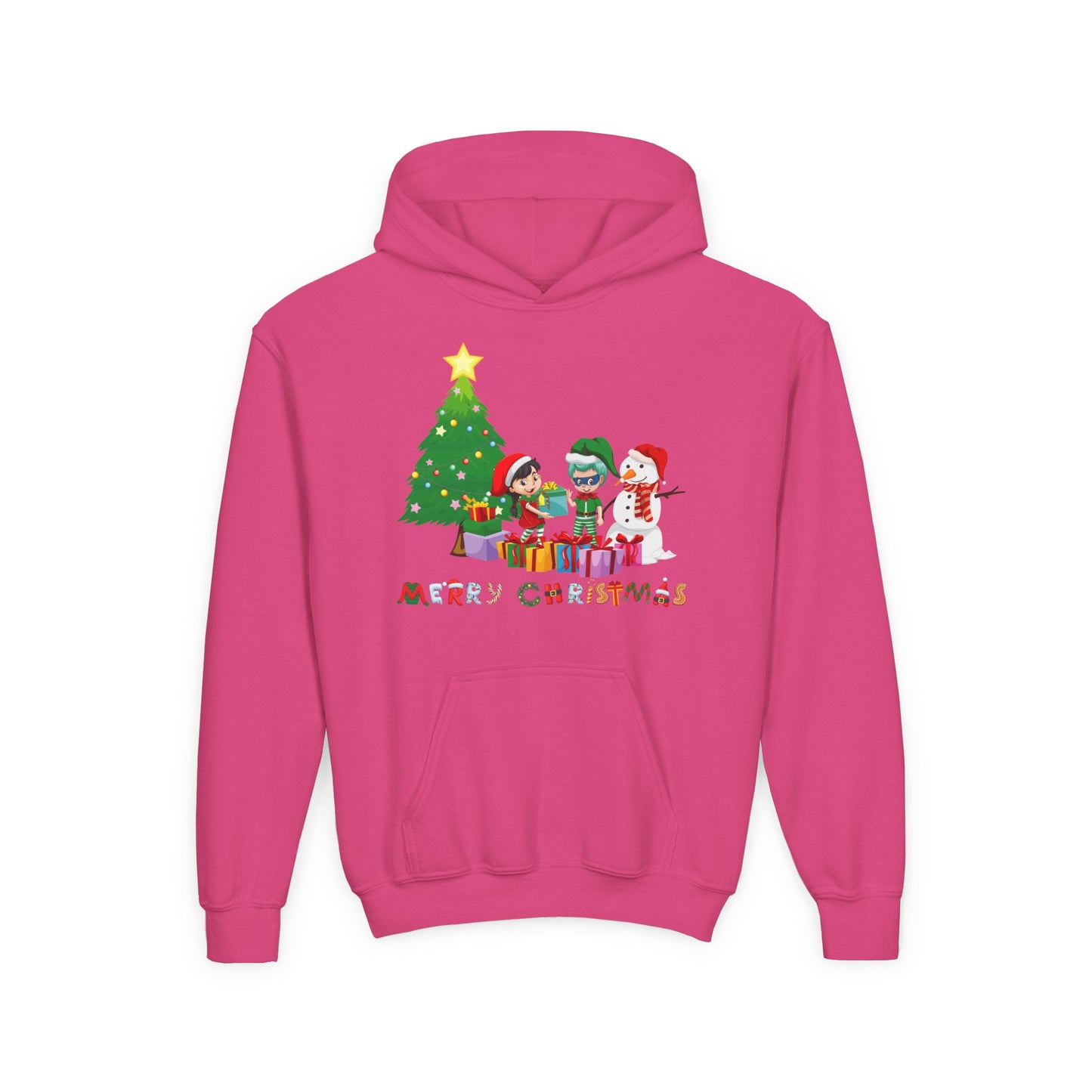 Youth Heavy Blend Hooded Sweatshirt - Super kiddo preparing gifts