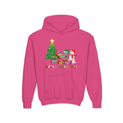 Youth Heavy Blend Hooded Sweatshirt - Super kiddo preparing gifts - [[{"value":"Wonderwear Kid"}]]