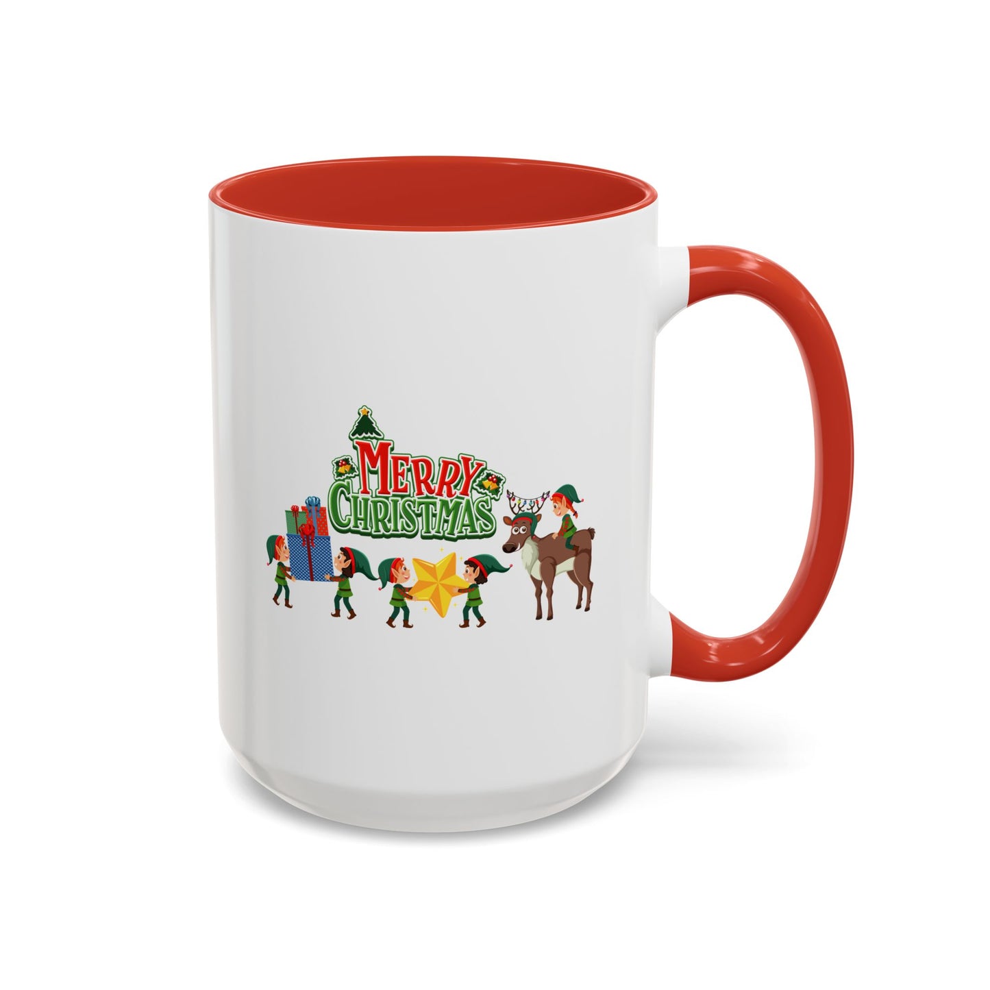 Accent Coffee Mug - Merry christmas and reindeer