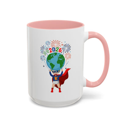 Accent Coffee Mug - Super kiddo holding globe - [[{"value":"Wonderwear Kid"}]]