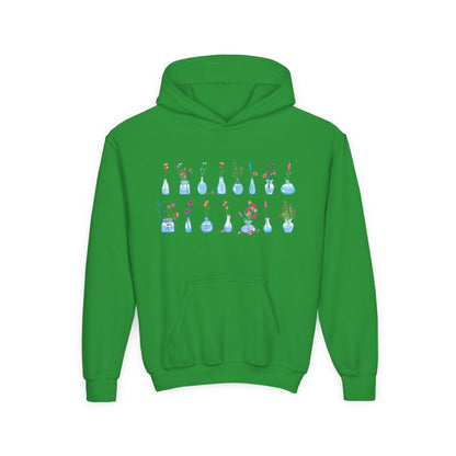Youth Heavy Blend Hooded Sweatshirt - Set of flower vase Printify