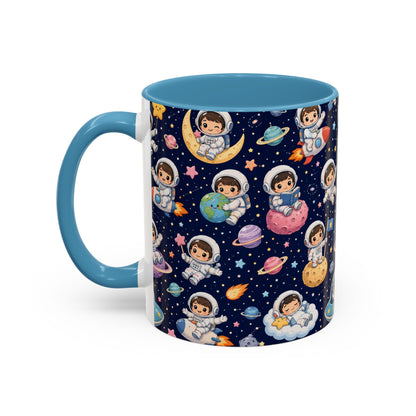 Accent Coffee Mug  (11/15 oz) - Kawaii Astronauts in a Starry Space Adventure