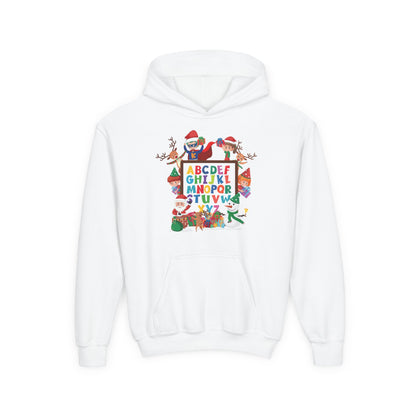 Youth Heavy Blend Hooded Sweatshirt - Christmas alphabet with super kiddo - [[{"value":"Wonderwear Kid"}]]