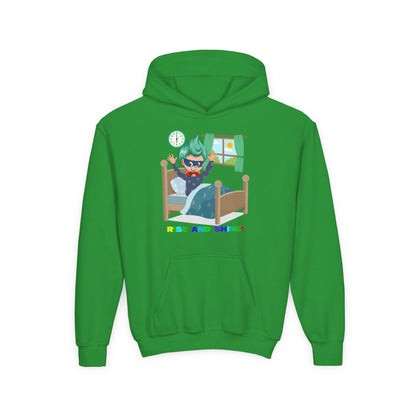 Youth Heavy Blend Hooded Sweatshirt - Super kiddo teaches us to wake up early - [[{"value":"Wonderwear Kid"}]]