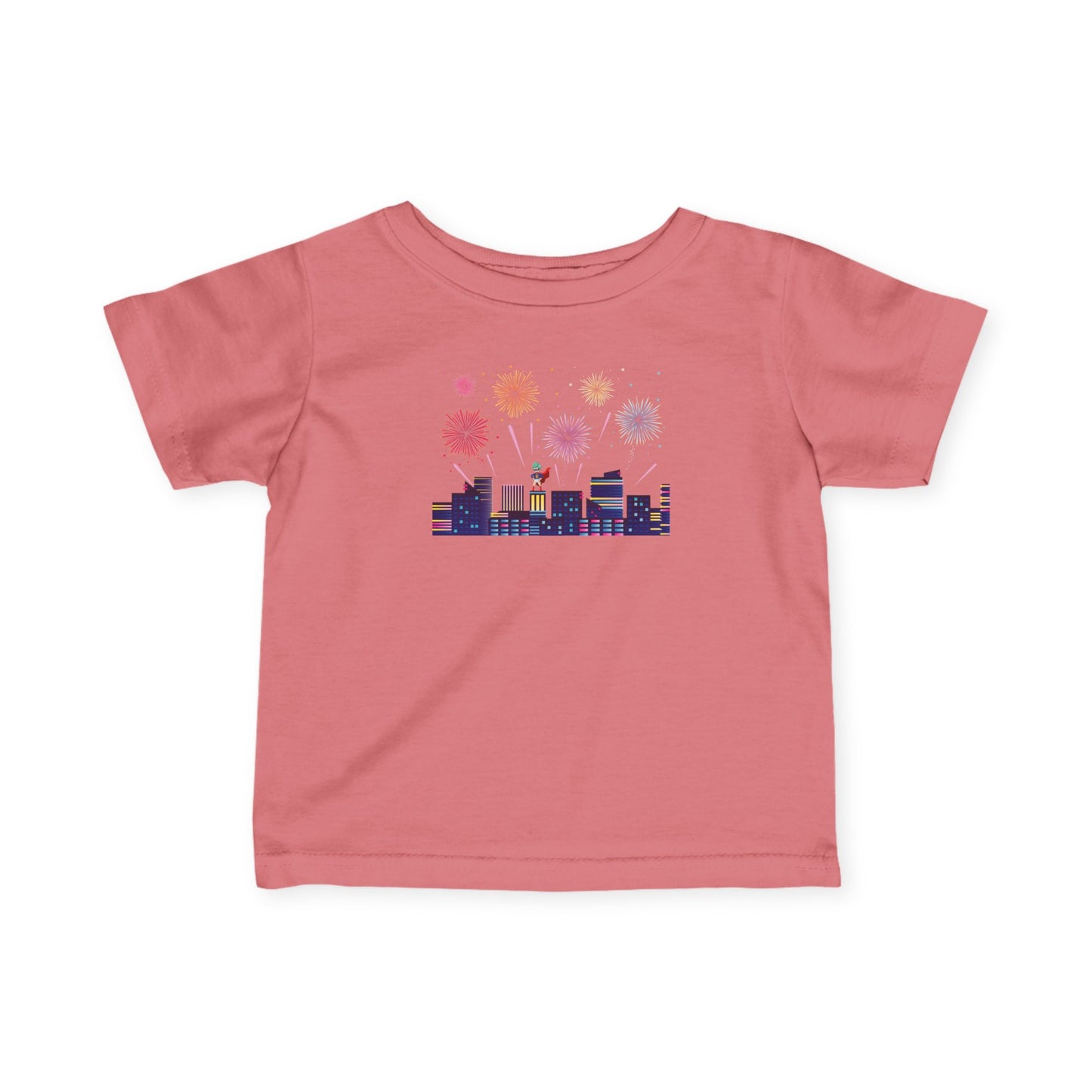 Infant Fine Jersey Tee - Super kiddo with fireworks - [[{"value":"Wonderwear Kid"}]]