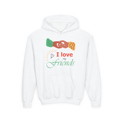 Youth Heavy Blend Hooded Sweatshirt - I love my friends Printify