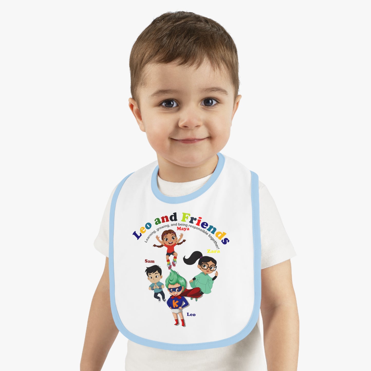 Baby Bib - Leo & Friends - Learning and growing