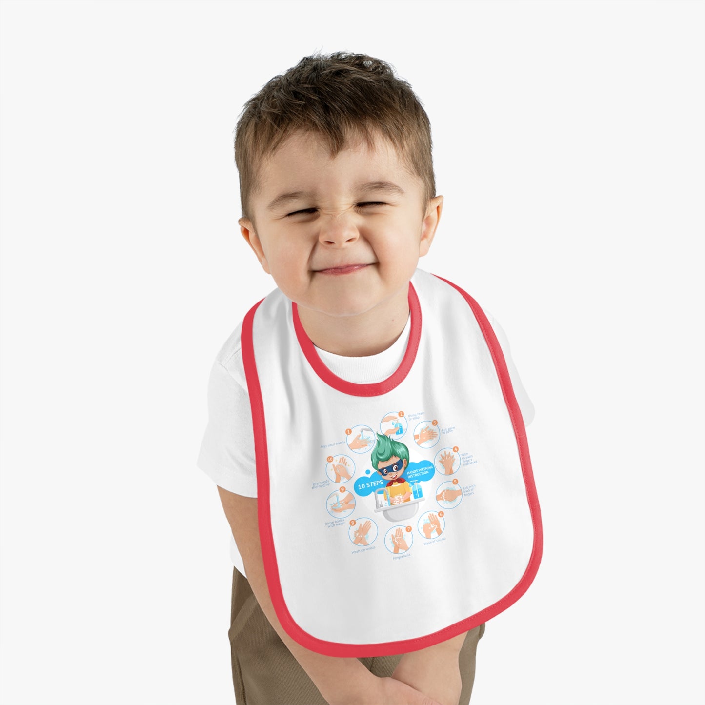 Baby Bib - Super kiddo hand washing steps