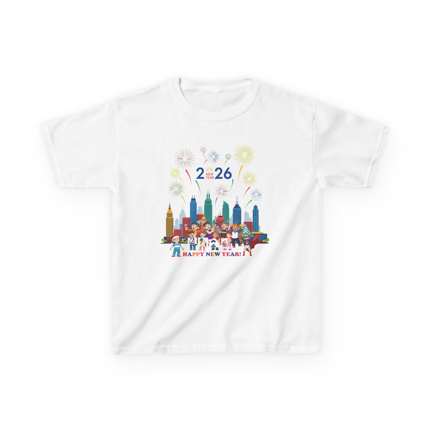 Kids Heavy Cotton™ Tee - Happy new year with fireworks - [[{"value":"Wonderwear Kid"}]]